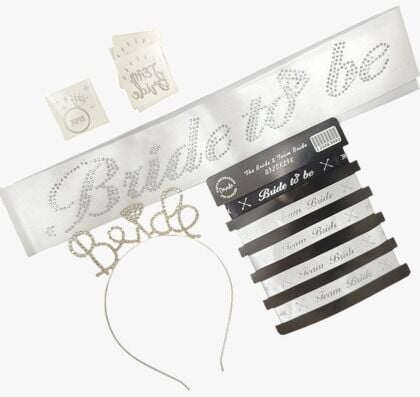 5Lİ TAŞLI TAÇ SET BEYAZ GÜMÜŞ