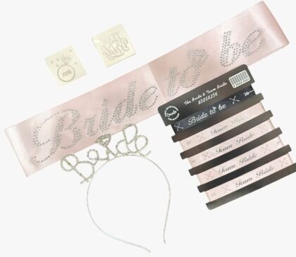 5Lİ TAŞLI TAÇ SET PEMBE GÜMÜŞ