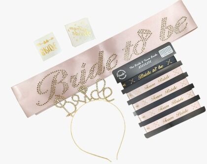 5Lİ TAŞLI TAÇ SET PEMBEYE GOLD