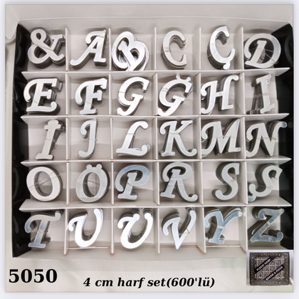 GÜMÜŞ 4 CM 600LÜ PLEKSİ HARF SET