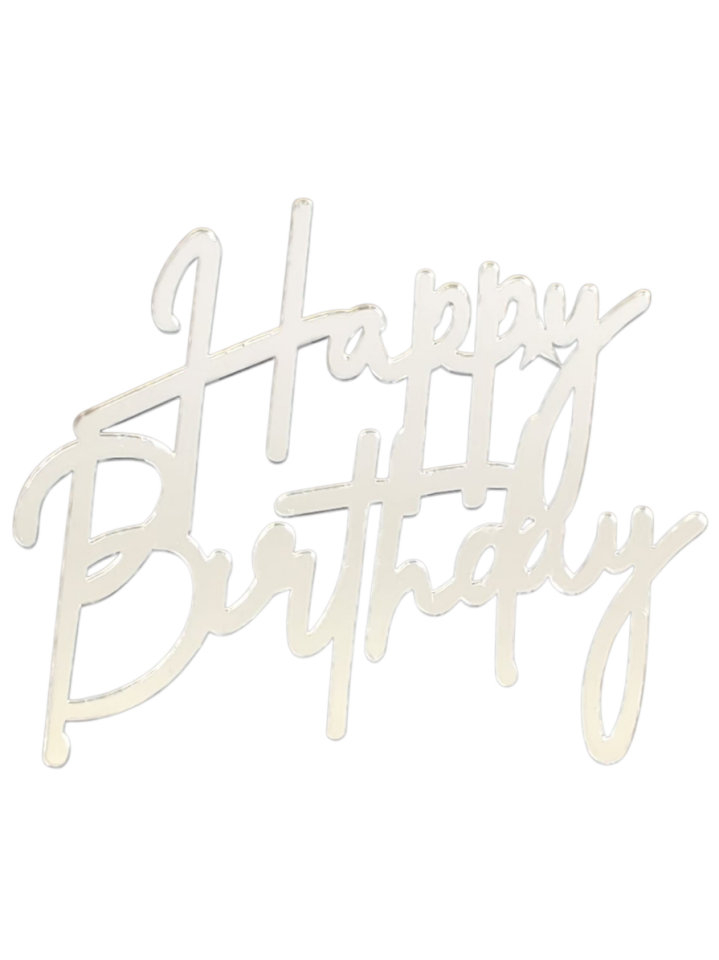 PASTA ÖNÜ PLEKSİ HAPPY BİRTHDAY GÜMÜŞ