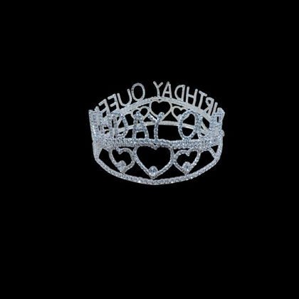 PASTA ÜSTÜ METAL TAÇ YAZILI BİRTHDAY QUEEN  GÜMÜŞ