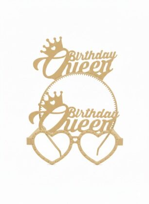 RENKLİ MİKA TAÇ GÖZLÜK BİRTHDAY QUEEN MAT GOLD