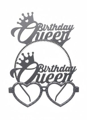 RENKLİ MİKA TAÇ GÖZLÜK BİRTHDAY QUEEN MAT GÜMÜŞ