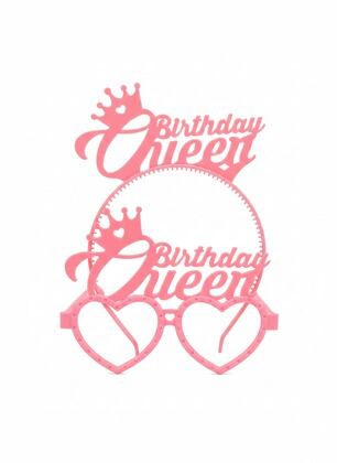 RENKLİ MİKA TAÇ GÖZLÜK BİRTHDAY QUEEN PEMBE