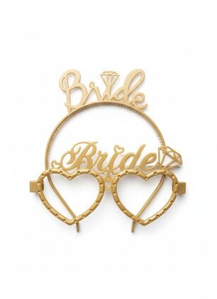 RENKLİ MİKA TAÇ GÖZLÜK BRİDE MAT GOLD