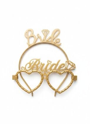 RENKLİ MİKA TAÇ GÖZLÜK BRİDE MAT GOLD