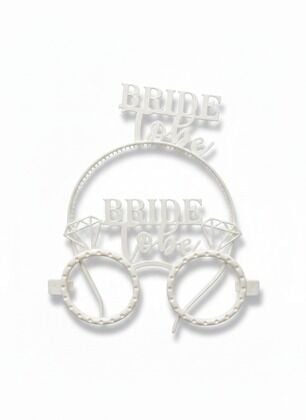 RENKLİ MİKA TAÇ GÖZLÜK BRİDE TOBE BEYAZ