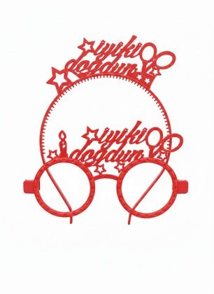 RENKLİ MİKA TAÇ GÖZLÜK İYİKİ DOĞDUN KIRMIZI