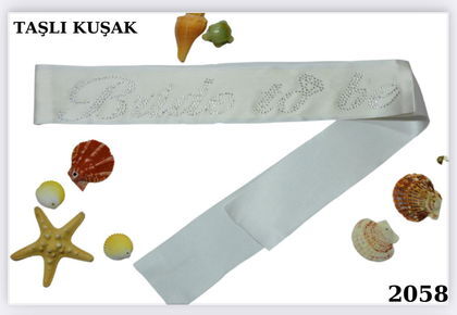 TAŞLI KUŞAK BRİDE TOBE BEYAZ GÜMÜŞ