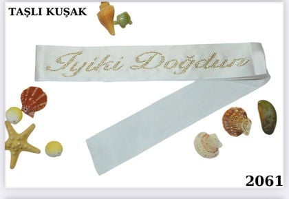 TAŞLI KUŞAK İYİKİ DOĞDUN BEYAZ GOLD