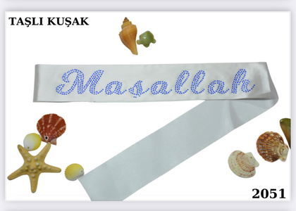 TAŞLI KUŞAK MAŞALLAH BEYAZ