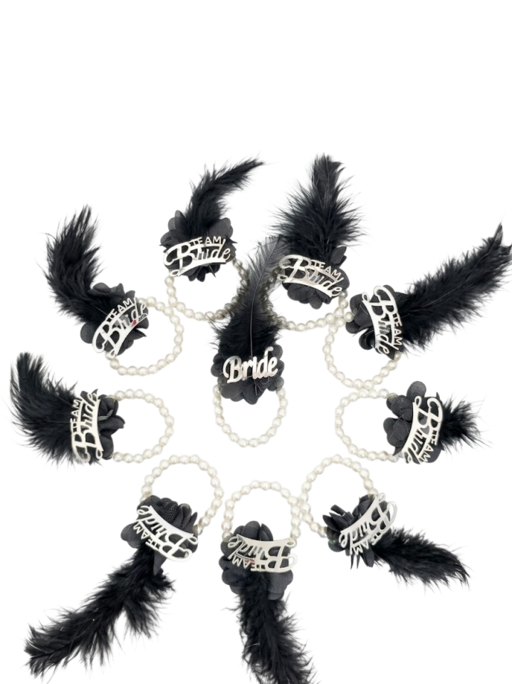 10LU İNCİLİK BİLEKLİK SİYAHA GÜMÜŞ