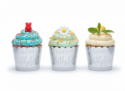 12Lİ CUPCAKE HAPPY GÜMÜŞ