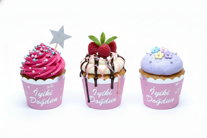 12Lİ CUPCAKE İ DOĞDUN PEMBE GÜMÜŞ