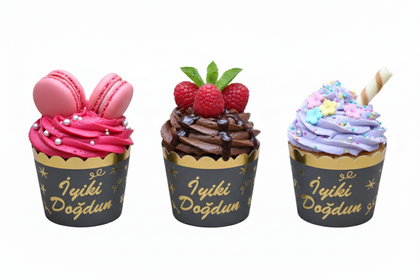 12Lİ CUPCAKE İ DOĞDUN SİYAH GOLD