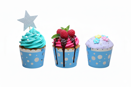 12Lİ CUPCAKE PUANLI MAVİ GÜMÜŞ