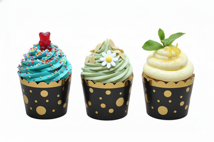 12Lİ CUPCAKE PUANLI SİYAH GOLD