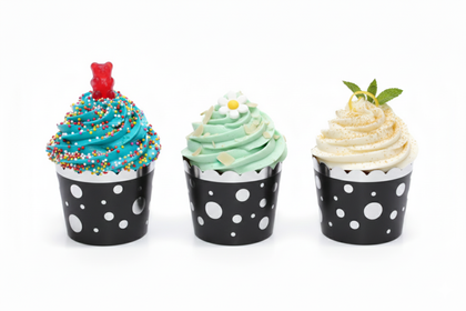 12Lİ CUPCAKE PUANLI SİYAH GÜMÜŞ