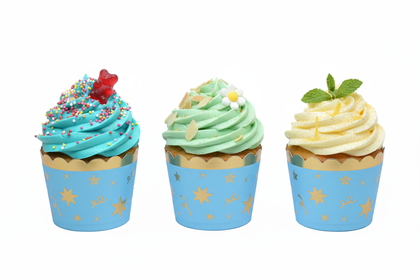 12Lİ CUPCAKE YILDIZLI MAVİ GOLD