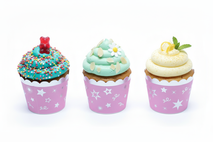 12Lİ CUPCAKE YILDIZLI PEMBE GÜMÜŞ