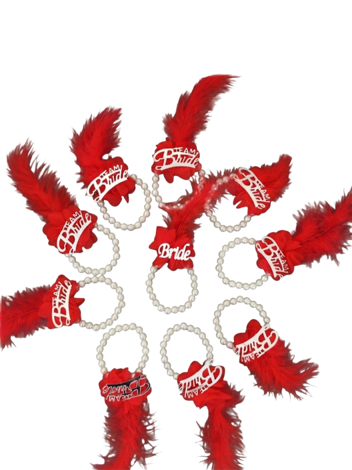 10LU İNCİLİK BİLEKLİK KIRMIZI GÜMÜŞ