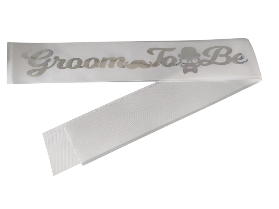 KUMAŞ KUŞAK GROOM TOBE BEYAZ GÜMÜŞ