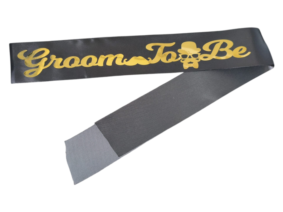 KUMAŞ KUŞAK GROOM TOBE SİYAH GOLD