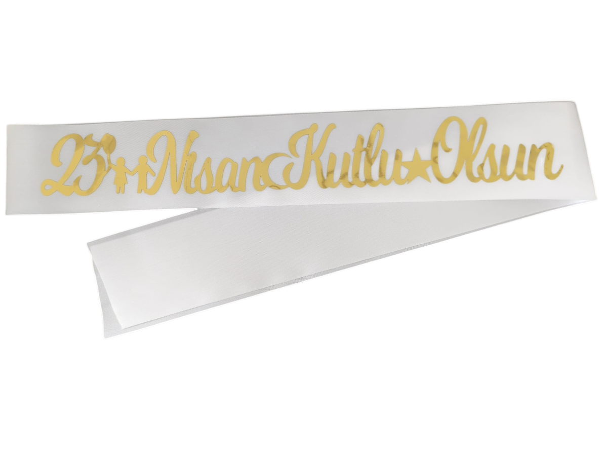 KUMAŞ KUŞAK 23 NİSAN BEYAZ GOLD