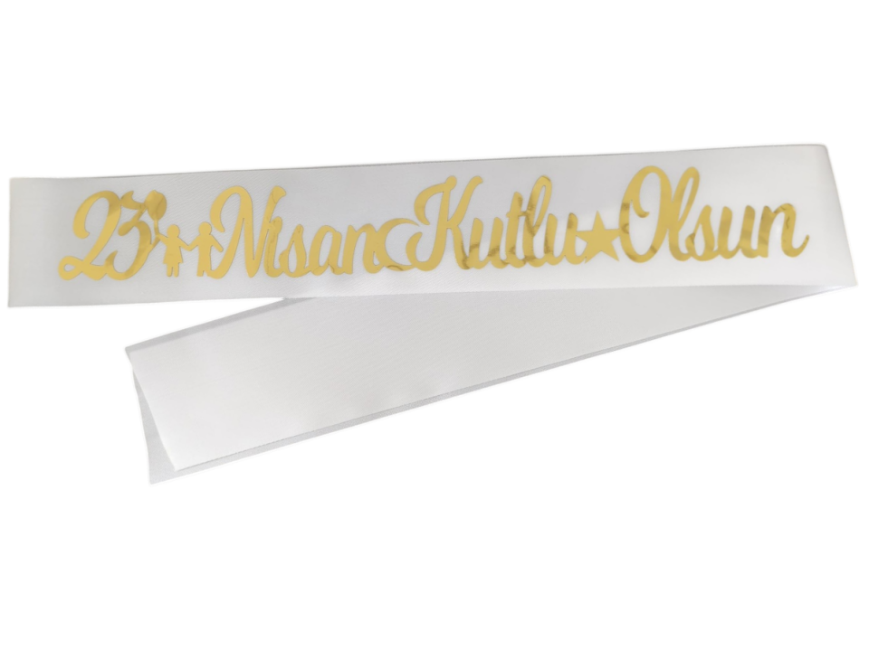 KUMAŞ KUŞAK 23 NİSAN BEYAZ GOLD