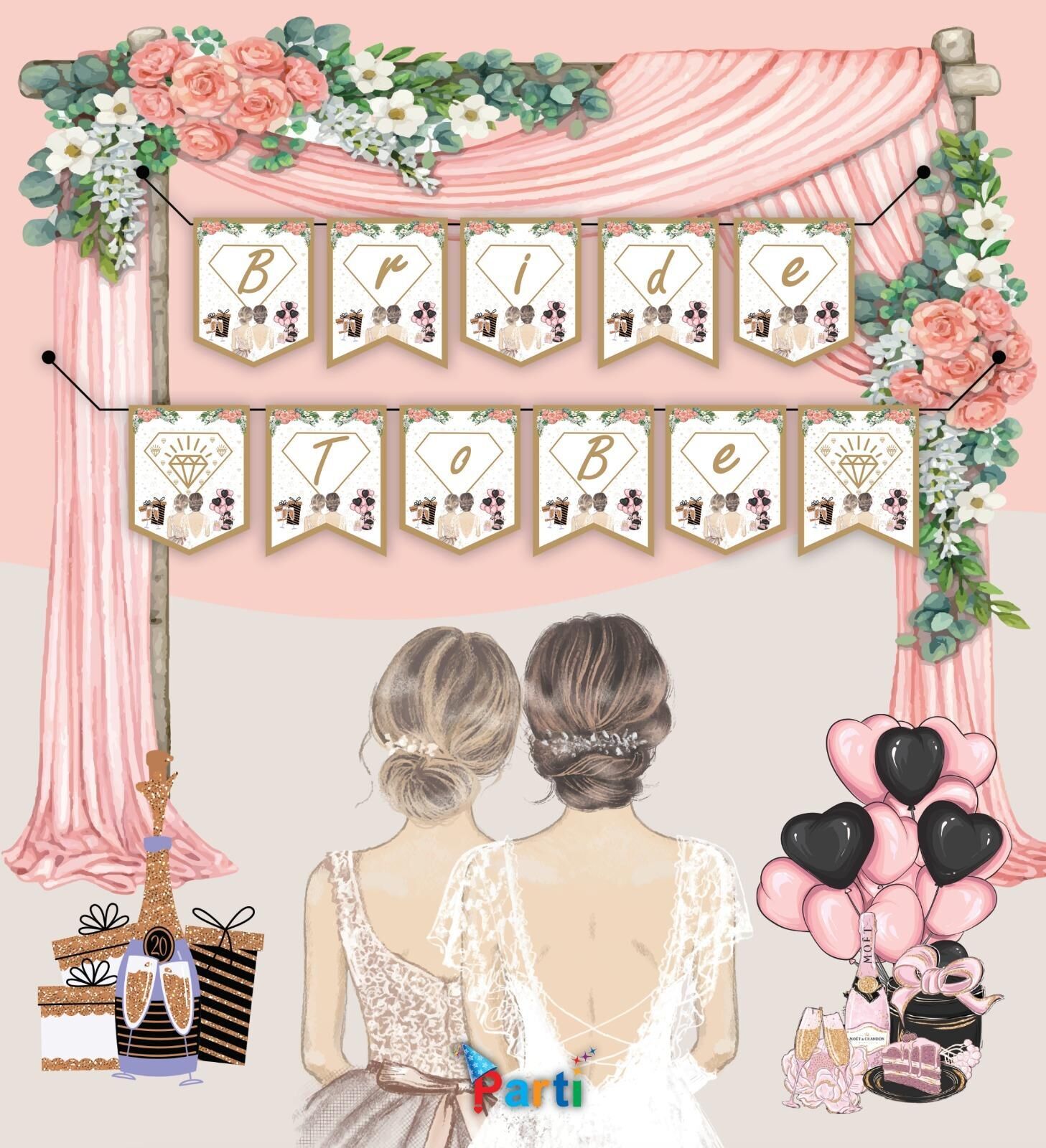 ZARF BANNER BRİDE TOBE BEYAZ GOLD