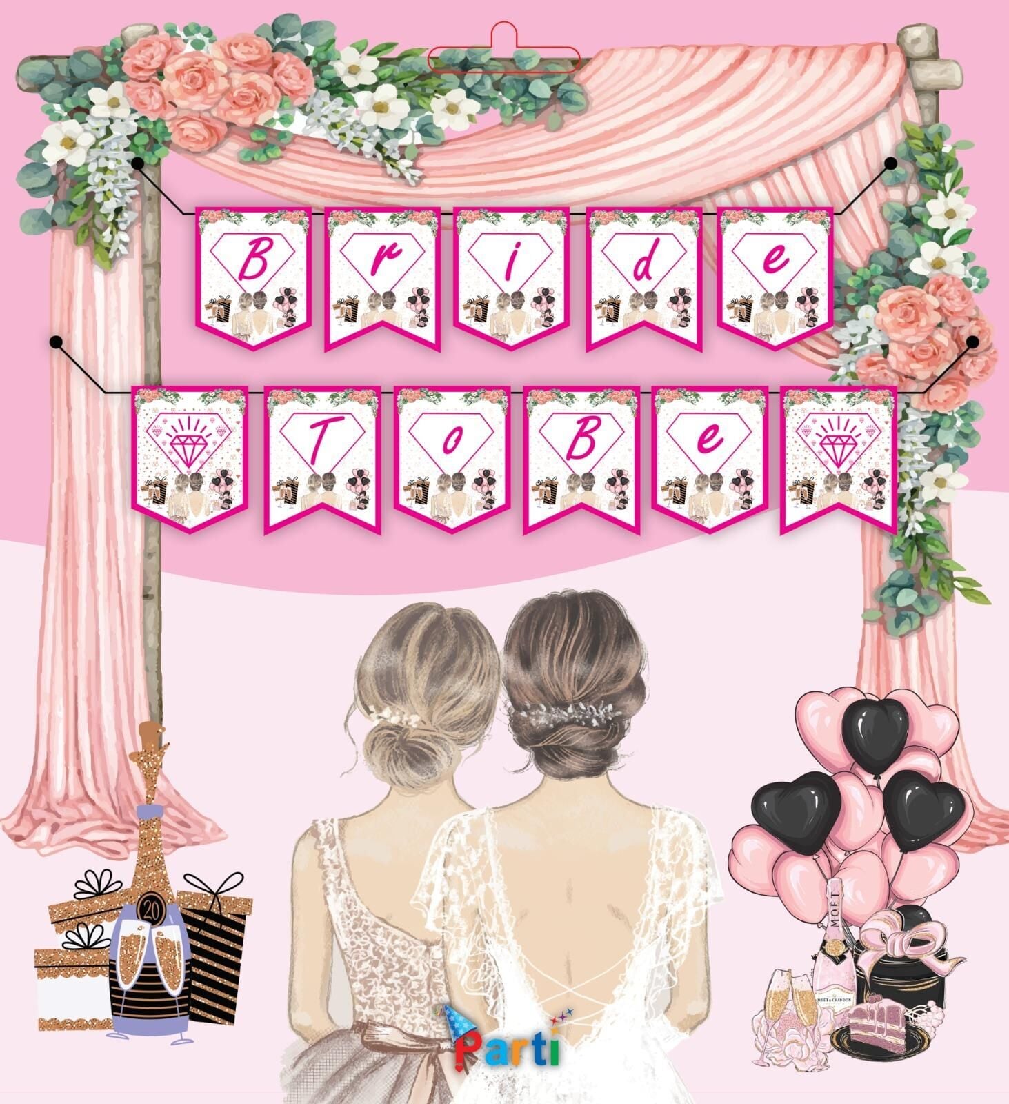 ZARF BANNER BRİDE TOBE BEYAZ FUŞYA