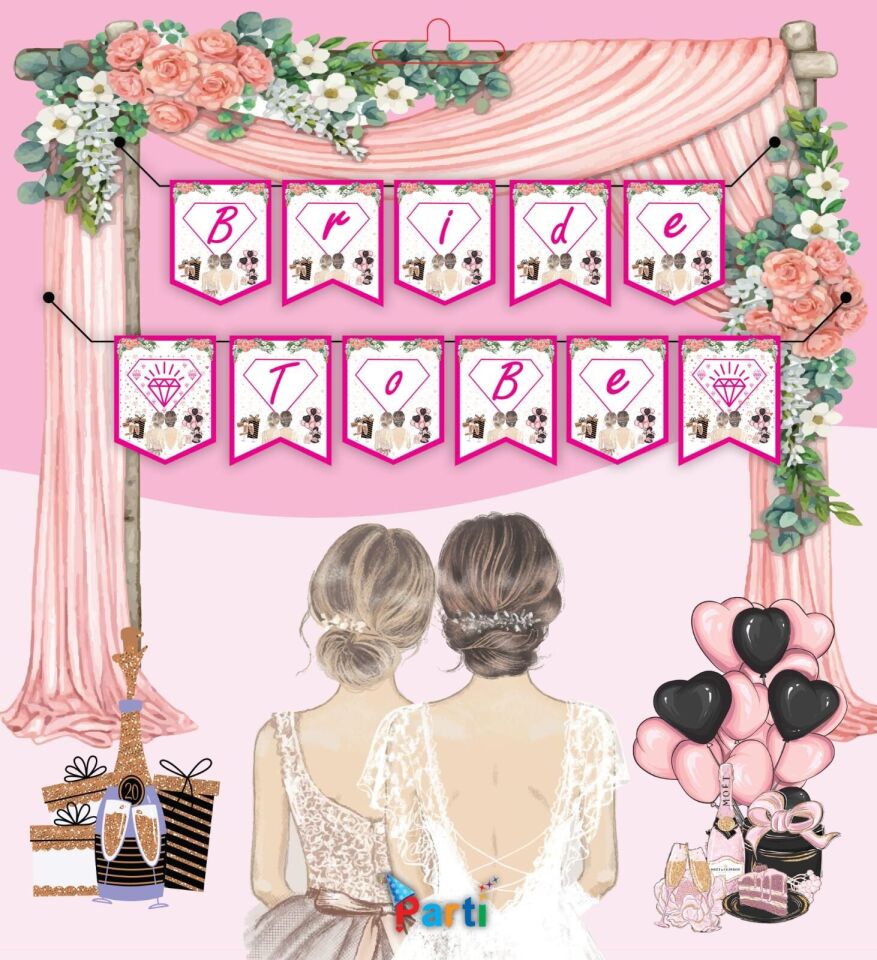 ZARF BANNER BRİDE TOBE BEYAZ FUŞYA