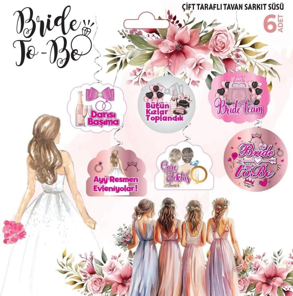 BRİDE TOBE 6 LI TAVAN SÜS PEMBE
