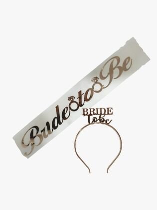 2 Lİ MİKA TAÇ KUŞAK SET BRİDE TOBE BEYAZ ROSE