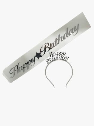 2 Lİ MİKA TAÇ KUŞAK SET HAPPY BEYAZ GÜMÜŞ