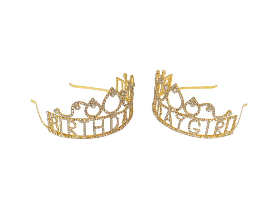 YUVARLAK TAŞLI TAÇ BIRTHDAY GİRL GOLD