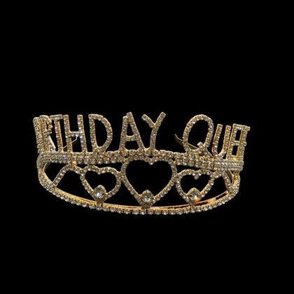 YUVARLAK TAŞLI TAÇ BİRTHDAY QUEEN GOLD