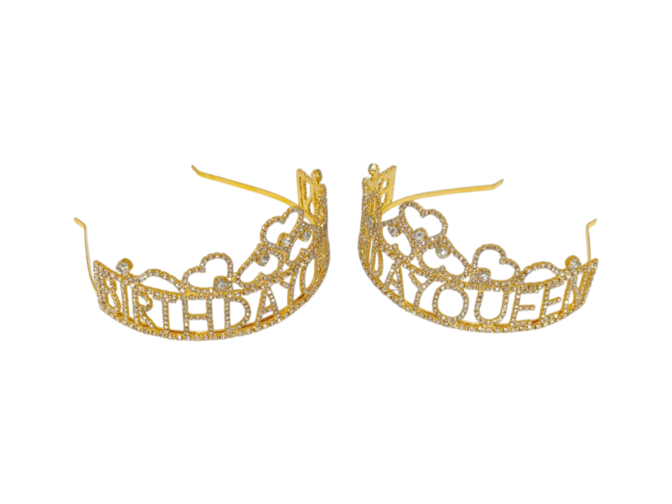 YUVARLAK TAŞLI TAÇ BİRTHDAY QUEEN GOLD