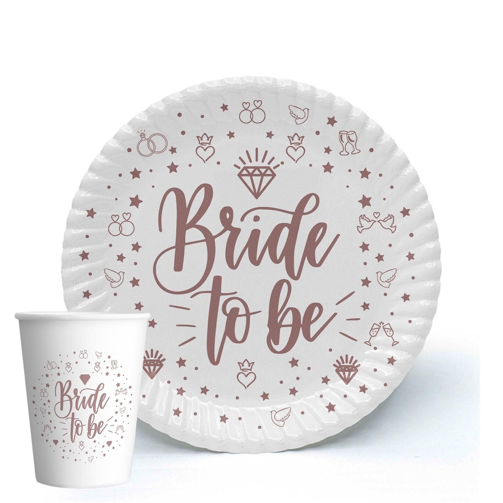 BRİDE TOBE TABAK BARDAK SETİ 8 'Lİ BEYAZ ROSE