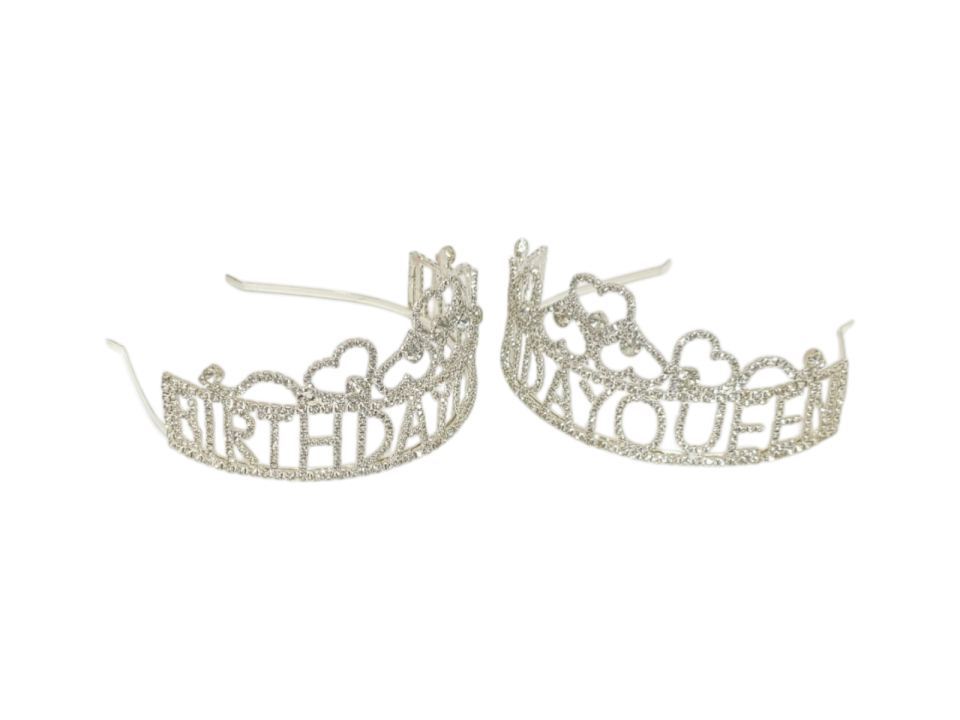 YUVARLAK TAŞLI TAÇ BİRTHDAY QUEEN GÜMÜŞ