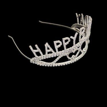 YUVARLAK TAŞLI TAÇ HAPPY GÜMÜŞ