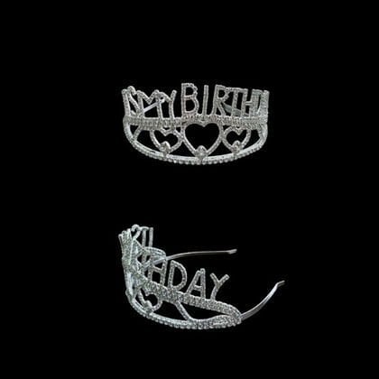 YUVARLAK TAŞLI TAÇ ITS MY BIRTHDAY GÜMÜŞ