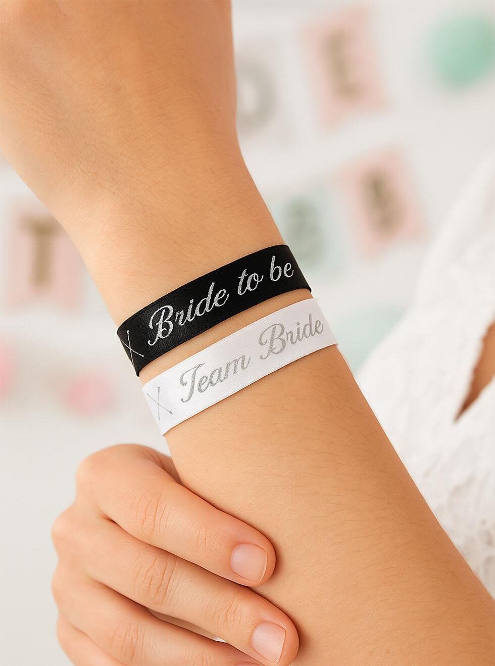 5Lİ BİLEKLİK KUMAŞ BEYAZ GÜMÜŞ