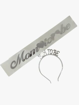 2 Lİ MİKA TAÇ KUŞAK SET MOM TOBE BEYAZ GÜMÜŞ