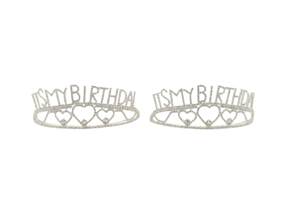 YUVARLAK TAŞLI TAÇ ITS MY BIRTHDAY GÜMÜŞ