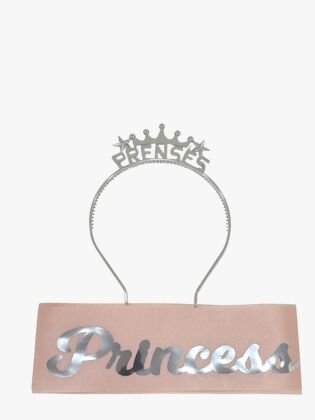 2 Lİ MİKA TAÇ KUŞAK SET PRENSES PEMBE GÜMÜŞ