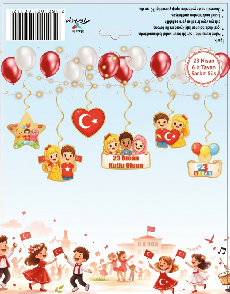 23 NİSAN 6 LI TAVAN SÜS