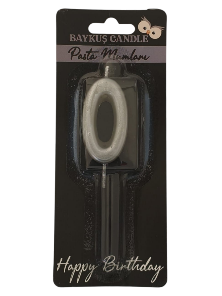 24 ' LÜ 5 CM RAKAM MUM GÜMÜŞ 0