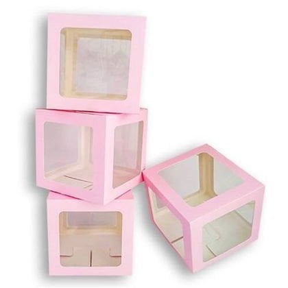 ŞEFFAF PEMBE KARE KUTU 10'LU